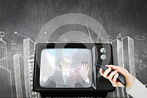 Composite image of hand using remote control