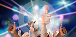 Composite image of hands showing thumbs up