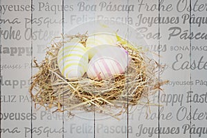 Composite image of happy easter in different languages