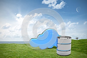 Composite image of hard drive symbol with cloud