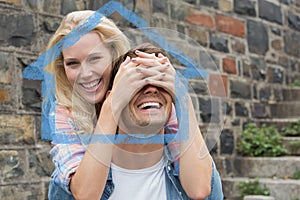 Composite image of hip young couple having fun