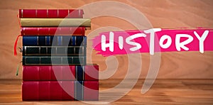 Composite image of history text against white background