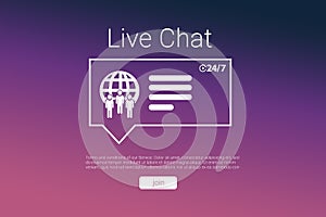 Composite image of icons and live chat text