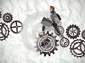 Composite image of leaping businessman