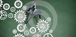 Composite image of leaping businessman