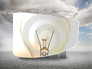 Composite image of lightbulb on abstract screen