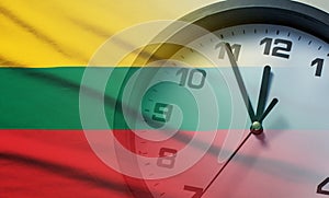 Composite image of the Lithuania flag and clock