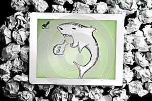 Composite image of loan shark doodle