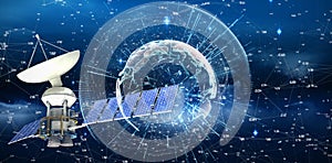 Composite image of low angle view ofÃÂ 3d solar power satellite