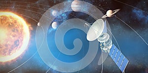 Composite image of low angle view ofÃÂ 3d solar power satellite