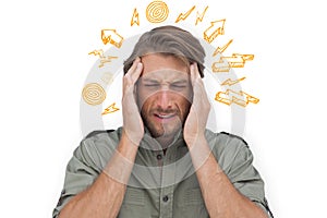 Composite image of man with headache