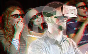 Composite image of man using a virtual reality device