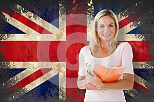 Composite image of mature student smiling