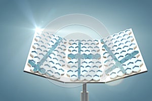 Composite image of modern solar panel with hexagon shape 3d