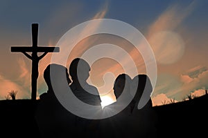 Composite image of mother and father carrying children over white background