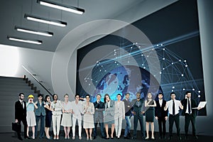 Composite image of multiethnic business people standing side by side