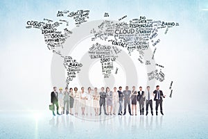 Composite image of multiethnic business people standing side by side