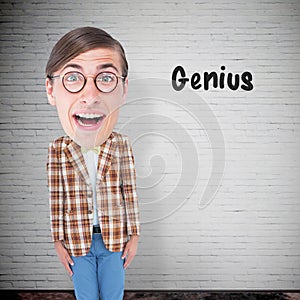 Composite image of nerd smiling