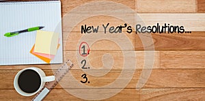 Composite image of new years resolution list photo