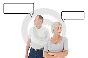 Composite image of older couple having an argument