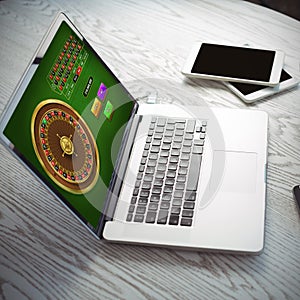 Composite image of online roulette game