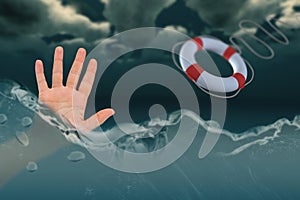 Composite image of open hand waving 3d