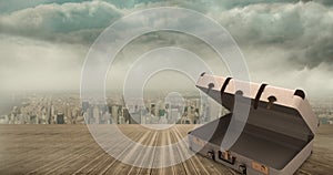 Composite image of open suitcase