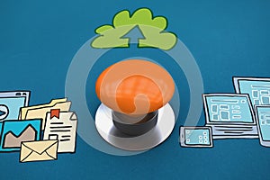 Composite image of orange push button