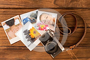 Composite image of peaceful brunette enjoying a back massage