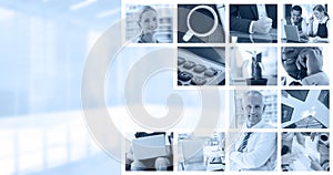 Composite image of plant on desk in the office