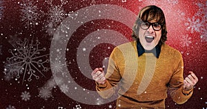 Composite image of portrait of hipster shouting