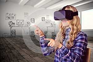 Composite image of pretty casual worker using oculus rift photo