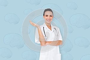 Composite image of pretty nurse presenting