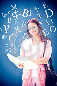 Composite image of pretty student smiling at camera