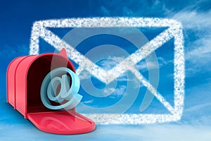 Composite image of red email post box