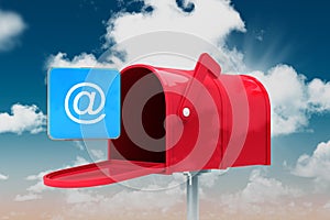 Composite image of red email postbox