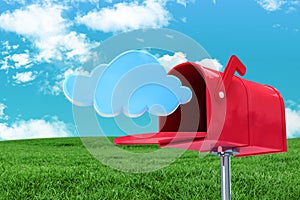 Composite image of red email postbox