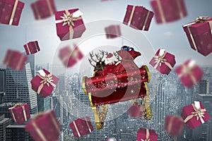 Composite image of red presents
