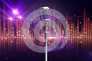 Composite image of retro microphone on stand