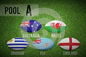 Composite image of rugby world cup pool a