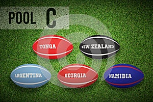 Composite image of rugby world cup pool c
