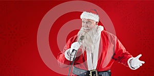 Composite image of santa claus singing song