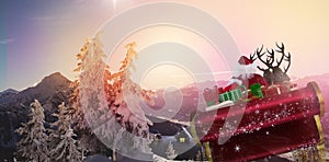 Composite image of santa flying his sleigh