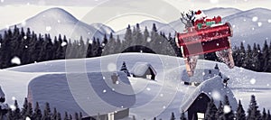 Composite image of santa flying his sleigh