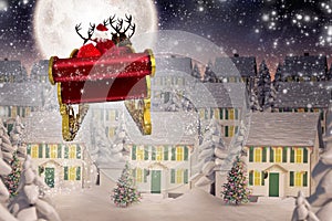 Composite image of santa flying his sleigh