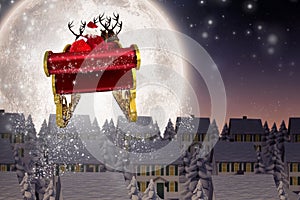 Composite image of santa flying his sleigh