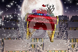 Composite image of santa flying his sleigh