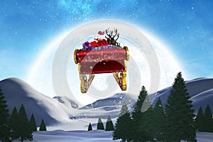 Composite image of santa flying his sleigh