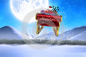 Composite image of santa flying his sleigh