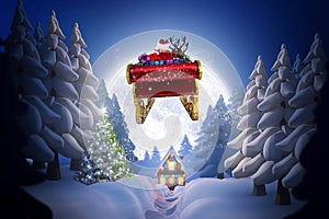 Composite image of santa flying his sleigh